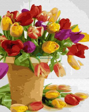 339 грн  Живопис за номерами BK-GX31943 Картина-розмальовка за номмерами Букет тюльпанів