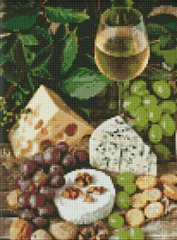 494 грн  Алмазная мозаика Алмазная вышивка Белое вино с сыром, AMO7378, на подрамнике, 30х40 см