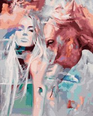 339 грн  Живопись по номерам BK-GX25877 Раскраска для рисования по цифрам Девушка и её лошадь. Димитра Милан