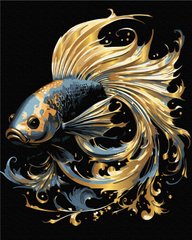 429 грн  Живопись по номерам BSB0006 Картина по номерам 40 х 50 см Чарівна рибка (черное полотно)