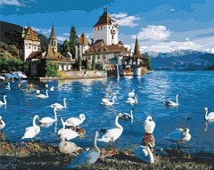 255 грн  Живопис за номерами BK-GX32276 Картина-розмальовка за номерами Лебеді на озері