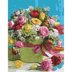 395 грн  Живопис за номерами Набір для розпису по номерах SY6409 "Різнокольоровий букет квітів", кольоровий холст
