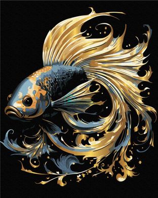429 грн  Живопись по номерам BSB0006 Картина по номерам 40 х 50 см Чарівна рибка (черное полотно)