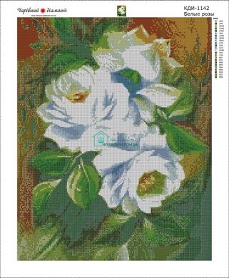 830 грн  Алмазная мозаика КДИ-1142 Набор алмазной вышивки мозаики Белые розы-3
