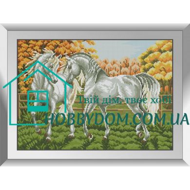599 грн  Діамантова мозаїка 31714 Пара білих коней Набір діамантового живопису