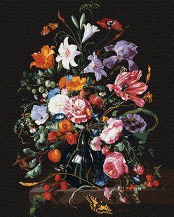 KHO3208 Картина за номерами Ваза з квітами та ягодами &copy;Jan Davidsz. de Heem 40 х 50 см, Без коробки