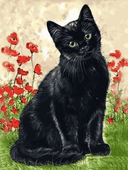 339 грн  Живопись по номерам VK275 Картина-раскраска по номерам Зеленоглазая кошка в цветах