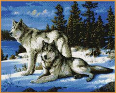 639 грн  Діамантова мозаїка ST236 Вовки на снігу Набір діамантової вишивки на підрамнику