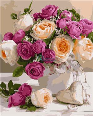 395 грн  Живопис за номерами VA-1205 Набір для розпису по номерах Букет різних троянд