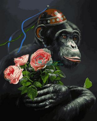 459 грн  Живопис за номерами VP1398 Картина-розмальовка за номерами Мавпа з трояндами