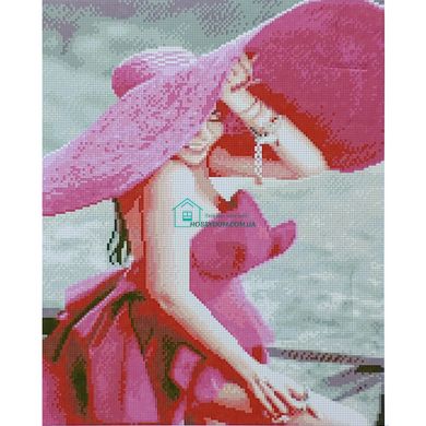 627 грн  Діамантова мозаїка Набір для творчості алмазна картина Рожевий капелюх, 40х50 см, D0008
