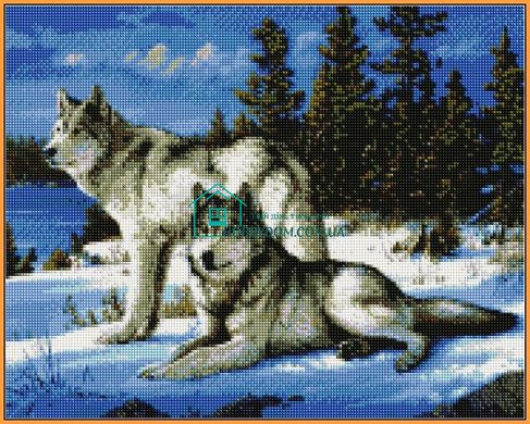639 грн  Діамантова мозаїка ST236 Вовки на снігу Набір діамантової вишивки на підрамнику