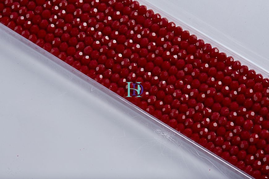 CB-165-08-Col-037 Намистини Хрусталь - Rondelle, 8 мм, колір Dark Red Opaque, 65-68 шт на нитці