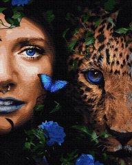 339 грн  Живопись по номерам BK-GX32564 Раскраска для рисования по цифрам Девушка и леопард
