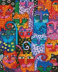 480 грн  Діамантова мозаїка EJ1337 Набір діамантової мозаїки на підрамнику 30х40 см Різнокольорові коти