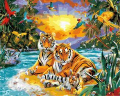 339 грн  Живопись по номерам BK-GX29371 Набор для рисования по номерам Семейство тигров