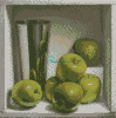 350 грн  Алмазная мозаика КДИ-0015 Набор алмазной вышивки Зеленые яблоки. Художник Denise Mickilowski