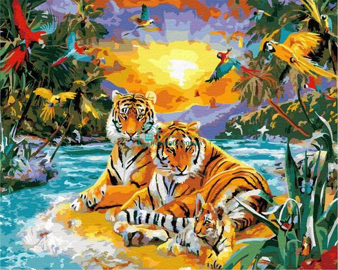 339 грн  Живопис за номерами BK-GX29371 Набір для малювання по номерам Сімейство тигрів
