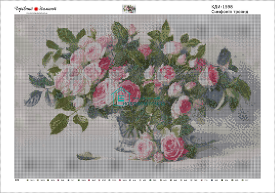1 100 грн  Алмазная мозаика КДИ-1598 Набор алмазной вышивки "Симфония роз"