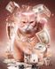TN012 Набор алмазной мозаики на подрамнике Денежный котик