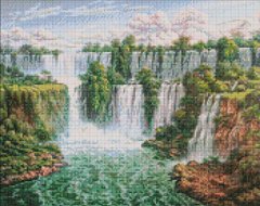 535 грн  Алмазная мозаика AMO7278 Алмазная мозаика Живописный водопад © Сергей Лобач 40 х 50 см