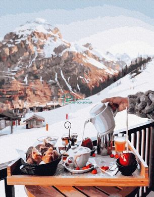 425 грн  Живопись по номерам PGX26239 Раскраска по номерам Завтрак у Швейцарских гор