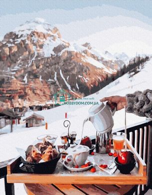 425 грн  Живопис за номерами PGX26239 Розмальовка за номерами Сніданок біля Швейцарських гір