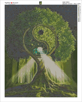 1 650 грн  Алмазная мозаика КДИ-0854 Набор алмазной вышивки Дерево жизни – Инь и Янь-2