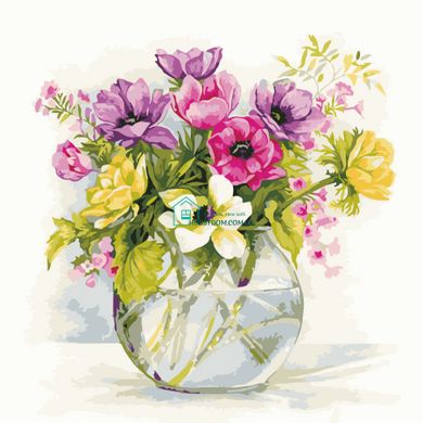 319 грн  Живопис за номерами AS0609 Картина-набір по номерам Ніжні садові квіти