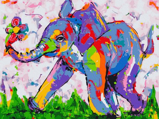 279 грн  Живопись по номерам ATE0004 Раскраска для рисования по цифрам Цветной слонёнок