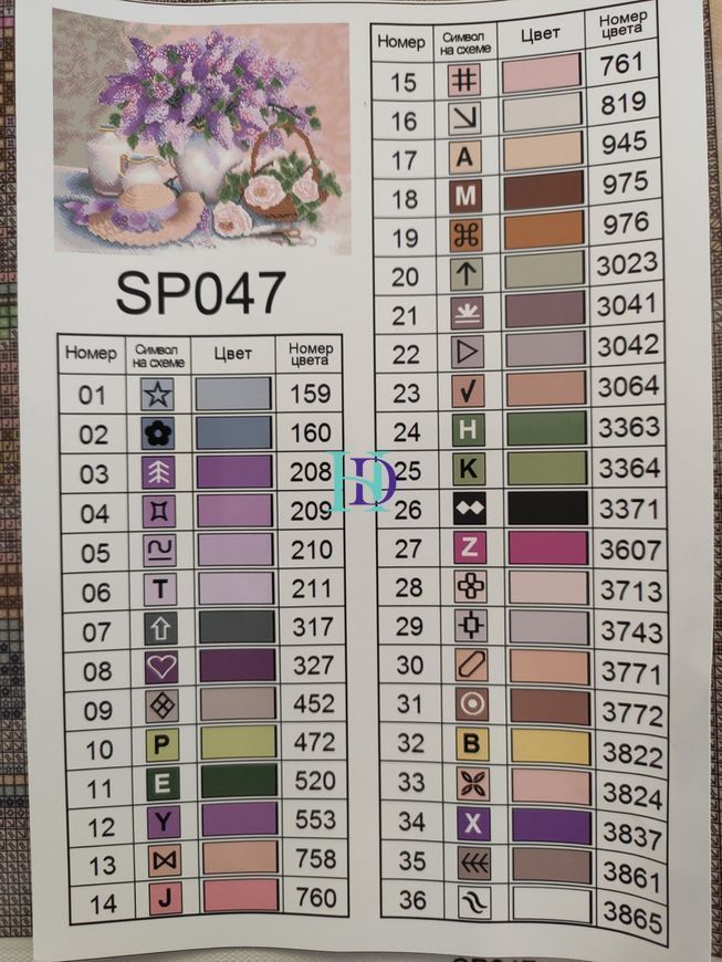 SPR047 Набір діамантової мозаїки на підрамнику Бузок 40х50см