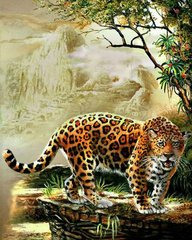 900 грн  Алмазная мозаика DMP-063 Набор алмазной живописи на подрамнике Леопард