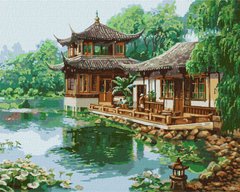 299 грн  Живопись по номерам KHO2881 Картина по номерам Китайский домик ©Сергей Лобач 40х50 см