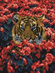 410 грн  Діамантова мозаїка EJ1156 Набір алмазної мозаїки на підрамнику Тигр у квітах
