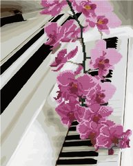 550 грн  Алмазная мозаика GZS1142 Раскраска-мозаика, набор для творчества на подрамнике Орхидея на фортепиано
