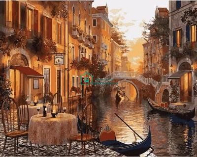 396 грн  Живопись по номерам MR-Q2116 Раскраска по номерам Венеция Кафе на берегу канала Худ Доминик Дэвисон