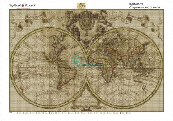 1 100 грн  Алмазная мозаика КДИ-0639 Набор алмазной вышивки Старинная карта мира