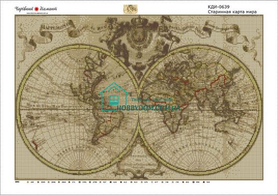 1 100 грн  Діамантова мозаїка КДИ-0639 Набір алмазної вишивки Старинна карта світу