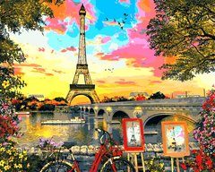 459 грн  Живопись по номерам VP1281 Картина-раскраска по номерам Закат в Париже. Доминик Дэвисон