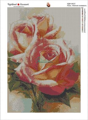 780 грн  Алмазная мозаика КДИ-0623 Набор алмазной вышивки Розы – нежная акварель
