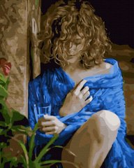 339 грн  Живопис за номерами BK-GX41199 Розмальовка для малювання по цифрам Дівчина в синьому пледі
