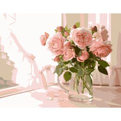 395 грн  Живопис за номерами VA-0557 Картина за номерами Троянди у глечику