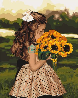 329 грн  Живопис за номерами KH4662 Картина-розмальовка Дівчинка з соняшниками