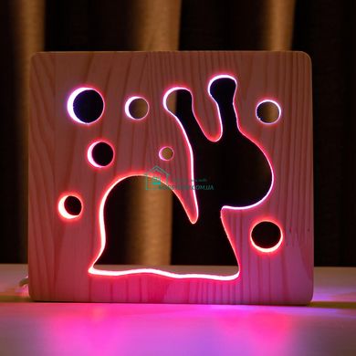 Светильник ночник ArtEco Light из дерева LED Улитка, с пультом и регулировкой цвета, двойной RGB