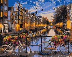 329 грн  Живопис за номерами BS21031 Набір для малювання картини за номерами Захід сонця на вуличці Амстердаму
