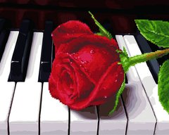 550 грн  Діамантова мозаїка GZS1018Троянда і піаніно Розмальовка-мозаїка, набір для творчості