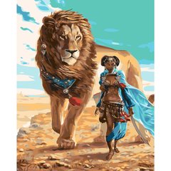 260 грн  Живопись по номерам SY6151 Набор для рисования по номерам Девушка со львом