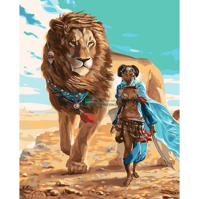 395 грн  Живопись по номерам SY6151 Набор для рисования по номерам Девушка со львом