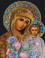 545 грн  Алмазная мозаика GF2777 Набор алмазной мозаики на подрамнике Икона Мария и Исус