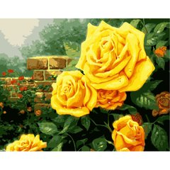 395 грн  Живопис за номерами VA-0897 Набір для розпису по номерах Жовті троянди в саду